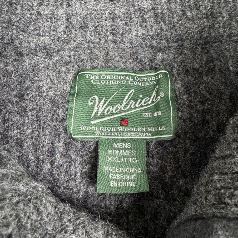 Woolrich Mens Gray 100% Wool Ribbed Quarter Button Mock Neck Sweater XXL 9020 - Picture 3 of 10